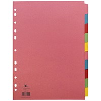 Concord Subject Dividers, 10-Part, Blank Multicolour Tabs, A4, Multicolour