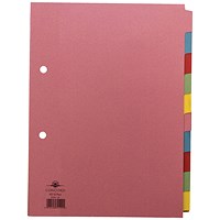 Concord Subject Dividers, 10-Part, Blank Multicolour Tabs, A5, Multicolour