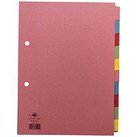 Concord Subject Dividers, 10-Part, Blank Multicolour Tabs, A5, Multicolour Concord Subject Dividers, 10-Part, Blank Multicolour Tabs, A5, Multicolour