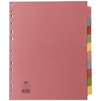 Concord Subject Dividers, Extra Wide, 10-Part, Blank Multicolour Tabs, A4, Multicolour