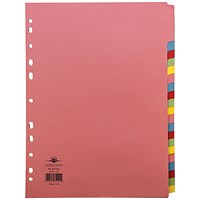 Concord Subject Dividers, 20-Part, Blank Multicolour Tabs, A4, Multicolour