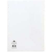 Concord Reinforced Board Subject Dividers, Extra Wide, 10-Part, Blank Tabs, A4, White