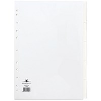 Concord Reinforced Board Subject Dividers, 5-Part, Blank Tabs, A4, White