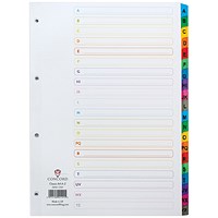 Concord Reinforced Board Index Dividers, A-Z, Multicolour Tab, A4, White