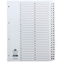 Concord Reinforced Board Index Dividers, 1-50, Clear Tabs, A4, White