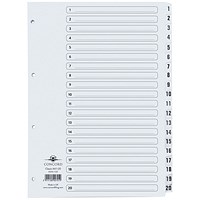 Concord Classic Index Dividers, 1-20, Mylar Tabs, A4, White