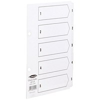 Concord Classic Index Dividers, 1-5, Mylar Tabs, A5, White