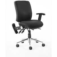 Chiro Medium Back Task Operators Chair, Height Adjustable & Folding Arms, Black