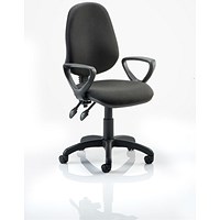 Eclipse Plus II Operator Chair, Black, With Fixed Height Loop Arms