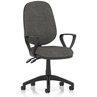 Eclipse Plus II Operator Chair, Charcoal, With Fixed Height Loop Arms