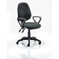 Eclipse Plus II Operator Chair, Charcoal, With Fixed Height Loop Arms