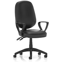 Eclipse Plus II Operator Chair, Black Vinyl, With Fixed Height Loop Arms