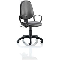 Eclipse Plus II Operator Chair, Black Vinyl, With Fixed Height Loop Arms