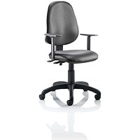 Eclipse Plus II Operator Chair, Black Vinyl, With Height Adjustable Arms