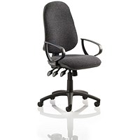 Eclipse Plus XL Operator Chair, Charcoal, With Fixed Height Loop Arms