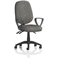 Eclipse Plus III Operator Chair, Charcoal, With Fixed Height Loop Arms