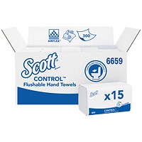 Scott Interfolded Performance Hand Towels, 1-Ply, 300 Sheets, Pack of 15