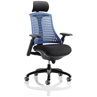 Flex Task Operator Chair With Headrest, Black Seat, Blue Back, Black Frame