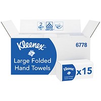 Kleenex 2-Ply Ultra Hand Towels, White, Pack of 1860