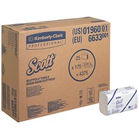 Scott 1-Ply M-Fold Hand Towels, White, Pack of 4375