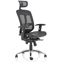 Mirage Mesh Back Executive Chair, Headrest, Height Adjustable Arms, Black