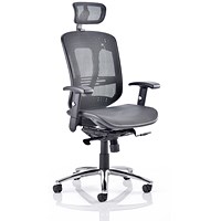 Mirage Mesh Back Executive Chair, Headrest, Height Adjustable Arms, Black - Delivered Built
