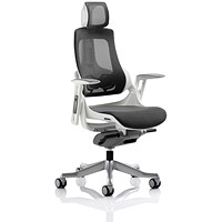 Zure Executive Mesh Chair with Headrest, Charcoal