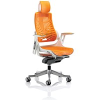 Zure Elastomer Executive Chair, Headrest, Height Adjustable Arms, Orange