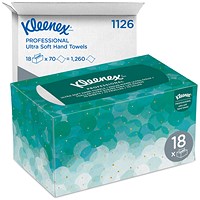 Kleenex 1-Ply Ultra Soft Popup Hand Towels, White, 70 sheets per box, Pack of 18