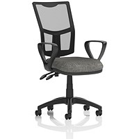 Eclipse Plus II Mesh Back Operator Chair, Fixed Height Arms, Charocal