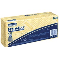 Wypall X50 Cleaning Cloths, Yellow, Pack of 50