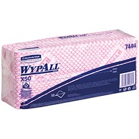 Wypall X50 Cleaning Cloths, Red, Pack 50 Wypall X50 Cleaning Cloths, Red, Pack 50