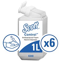 Scott Antibacterial Foam Hand Wash Cartridge, 1 Litre, Pack of 6