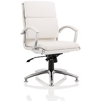 Classic Executive Chair Medium Back White With Arms With Chrome Glides