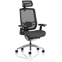 Ergo Click Operator Chair, Fabric Seat, Mesh Back, With Headrest, Black