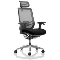 Ergo Click Operator Chair, Fabric Seat, Mesh Back, With Headrest, Black