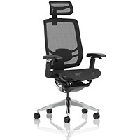 Ergo Click Mesh Operator Chair, Headrest, Height Adjustable Arms, Black
