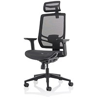 Ergo Twist Mesh Operator Chair, Headrest, Height Adjustable Arms, Black