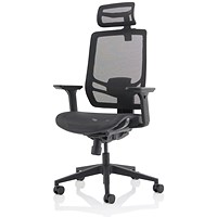 Ergo Twist Operator Chair, Mesh Seat, Mesh Back, With Headrest, Black