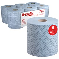 Wypall L20 2-Ply Essential Centrefeed Roll, 150m, Blue, Pack of 6