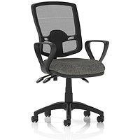 Eclipse Plus III Deluxe Mesh Back Operator Chair with Fixed Loop Arms, Charcoal