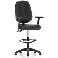 Eclipse Plus II High Rise Operator Chair, Black Leather, Height Adjustable Arms Eclipse Plus II High Rise Operator Chair, Black Leather, Height Adjustable Arms