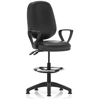 Eclipse Plus II High Rise Operator Chair, Black Bonded Leather, Fixed Arms Eclipse Plus II High Rise Operator Chair, Black Bonded Leather, Fixed Arms