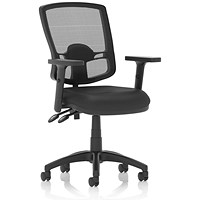 Eclipse Plus II Deluxe Mesh Back Bonded Leather Operator Chair, Height Adjustable Arms, Black