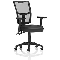 Eclipse Plus II Mesh Back Bonded Leather Operator Chair, Height Adjustable Arms, Black