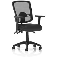 Eclipse Plus III Deluxe Mesh Back Bonded Leather Operator Chair, Height Adjustable Arms, Black