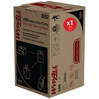 Wypall X80 Power Clean Midi Roll Wiper Cloths, 310x310mm, 180 Sheets, White
