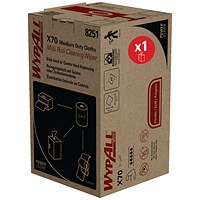 Wypall X70 Power Clean Midi Roll Wiper Cloths, 310x310mm, 215 Sheets, Blue