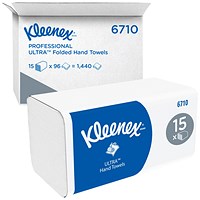 Kleenex Ultra Soft Hand Towels, 3Ply, White, Pack of 15