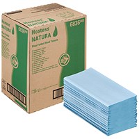 Hostess Natura Hand Towels 1Ply Interfold Blue (Pack of 12) 6836